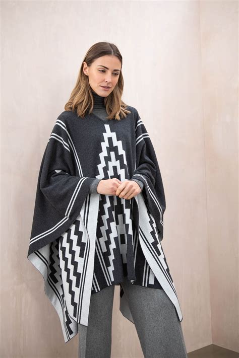 reversible cashmere poncho women